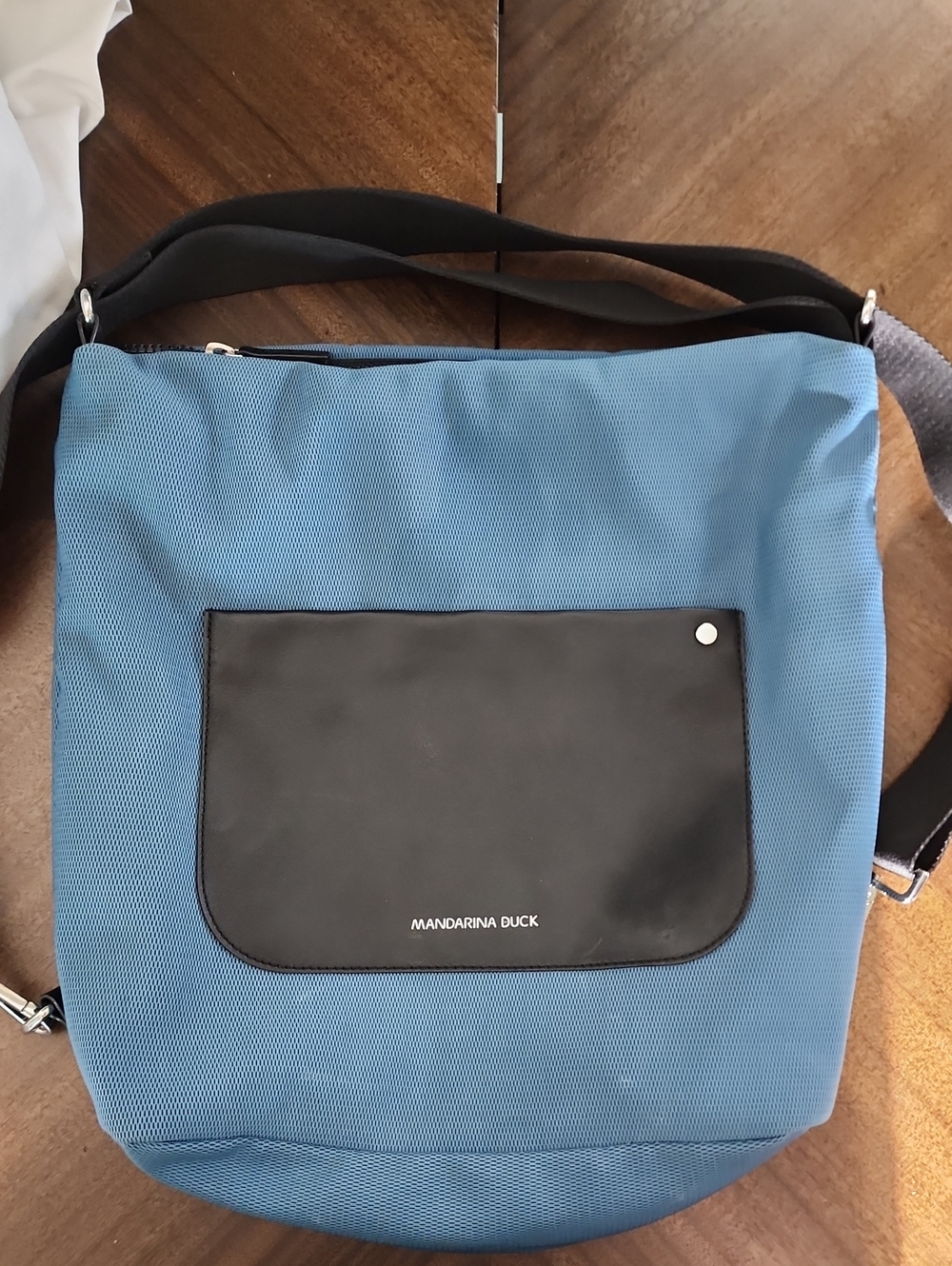 Mandarina Duck Blue Crossbody Backpack with Black Front Pocket